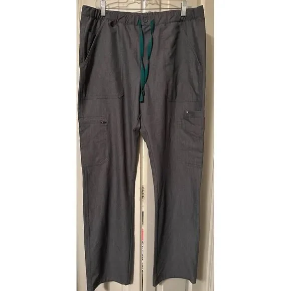 Figs Scrub Pants Mens Large Gray Technical Collection . ‎ Zip Front, Draw String - Picture 4 of 6